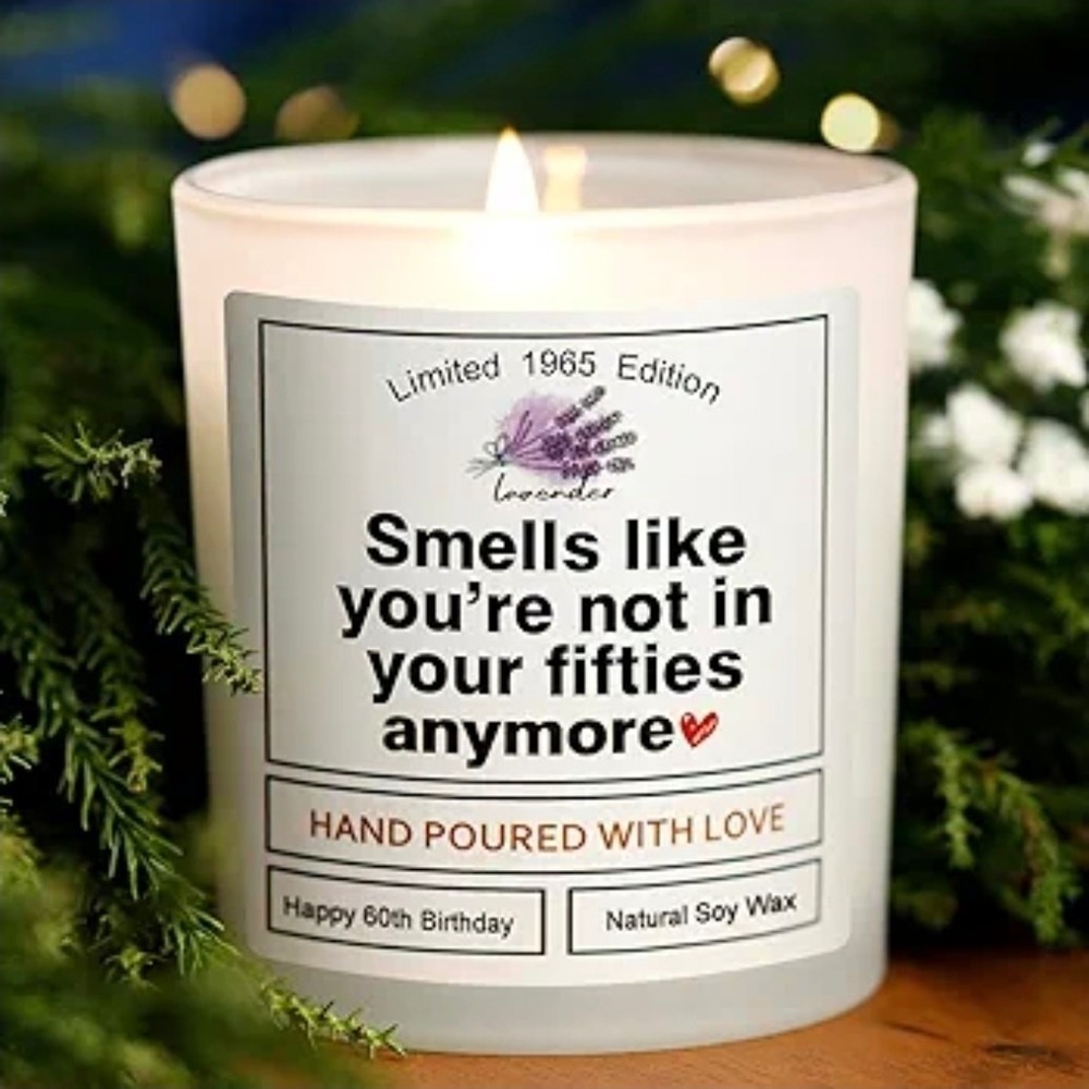 60th Birthday Lavender Scented Soy Wax Candle 1965 Limited Edition 9oz S7